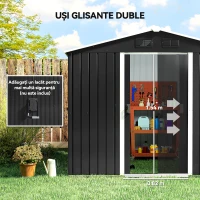 Outsunny Magazie de depositare Gradina cu 2 usi Glisante de ventilatie, Otel(m-5)