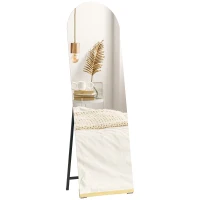 HOMCOM Specchio da Terra a Figura Intera senza Cornice, con Base in Legno, 160x50 cm, Trasparente(m-7)