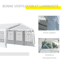 Outsunny Tente Tonnelle de Réception Jardin Chapiteau PE Imperméable Tube Acier 7.98L x 3.92l x 2.8Hm Blanc Neuf 14(m-5)