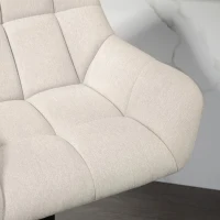 HOMCOM Tabourets de Bar 2 pièces Design Rétro réglables en Hauteur similicuir Tissu de Lin Crème + Noir(m-5)