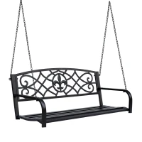 2 Seater Swing Seat Bench, Metal Garden Swing Chair with Chains, Weather Resistant, for the Patio, Yard, Deck and Yard, Black(m-11)