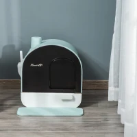 PawHut kattenbak met kap voor katten tot 5 kg kattenbak met deksel kattenbakmat kunststof groen 43 x 44 x 47 cm(m-4)