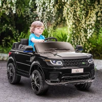 HOMCOM SUV voor elektrische auto's voor kinderen, tot 5 km/u, met veiligheidsgordel, afstandsbediening, koplampen, zwart(m-2)