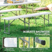 Outsunny Campingbank, Kunststoff-Outdoor-Bank, 240 kg Belastbarkeit, Weiß(m-5)