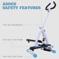 HOMCOM Stepper, Step Workout Machine with Handlebars for Aerobic Exercise Home Gym, White(m-8)