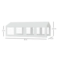 Outsunny Tente Tonnelle de Réception Jardin Chapiteau PE Imperméable Tube Acier 7.98L x 3.92l x 2.8Hm Blanc Neuf 14(m-3)
