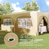 Outsunny 3 x 6 m Pop-up Paviljoen met Zijwanden, UPF50+ Hoogteverstelbaar Tuinpaviljoen met Draagtas en Zandzakken(m-6)