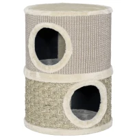PawHut Tiragraffi per gatti in sisal naturale, rivestito di peluche 35,5x35,5x49 cm Beige(m-6)