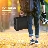 Valise antichoc - mallette d'extérieur appareil photo - mousse prédécoupée - étui rigide étanche appareil photo - PP noir(m-6)