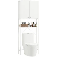 HOMCOM Mueble Baño sobre WC y Lavadora con Armario y Estante Abierto, 64x20x180 cm, Blanco(m-6)