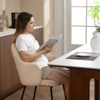 HOMCOM Silla de Comedor, Cubierta de Cordón, Forma de Concha, Patas de Metal, Almohadillas para Pies, Beige(m-5)