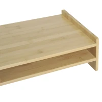 HOMCOM Bamboo Monitor Stand, Screen Riser for Laptop, Computer with Drawer and Storage Compartment, Natural(m-9)