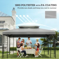 Outsunny 3x4m Gazebo Canopy Replacement Cover - 2 Tier Top Roof UV Cover for Garden Patio Outdoor Sun Awning Shelters (TOP COVER ONLY)(m-6)
