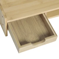 HOMCOM Bamboo Monitor Stand, Screen Riser for Laptop, Computer with Drawer and Storage Compartment, Natural(m-8)