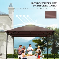 Outsunny partytentdak, vervangend dak voor partytent, partytentafdekking, polyester bescherming tegen de zon, koffie, 3 x 3 m(m-6)