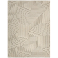 HOMCOM Teppich Wohnzimmer 160 x 120 cm, geometrischer flauschiger rutschfester Hochflor, Creme