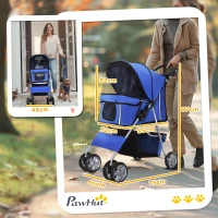PawHut hondenwagen hondenbuggy honden pet stroller buggy 4 kleuren 3/4 wielen(m-3)