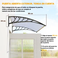 Outsunny Tejadillo de Protección contra Sol y Lluvia Marquesina para Puertas de Exterior Marquesina de Techo Diseño Moderno Aleación de Aluminio Duradero 122x89x24 cm Transparente(m-7)