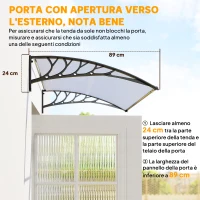 Outsunny Tettoia per Esterni Curva con Viti e Bulloni Inclusi, in Policarbonato, PP e Alluminio, 122x89x24 cm(m-7)