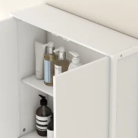 HOMCOM Badezimmer Überbau für WC und Waschmaschine mit Schrank und offenen Regalen, 64x20x180 cm, Weiß(m-5)