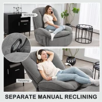 HOMCOM Fotel Relaksacyjny z Funkcją Leżenia, Kołysanie, Obrotowy z Podnóżkiem, Ciemnoszary(m-4)