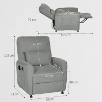 HOMCOM Fauteuil Inclinable avec Chauffage, 8 Points de Massage et 5 Modes, Tissu Chenille, Gris Foncé(m-3)