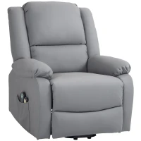 HOMCOM Sillón Levanta Personas Eléctrico con 8 Punto de Masaje Función de Calentamiento 2 Controles Remotos y Bolsillo Gris(m-11)