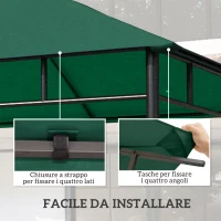 Outsunny Tetto di Ricambio per Gazebo da Giardino 3x3m in Poliestere, Verde(m-5)