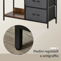HOMCOM Mobile Cassettiera Multiuso con 3 Cassetti Pieghevoli in Tessuto, Arredamento Soggiorno e Camera, 80x29x71cm, Grigio Scuro(m-6)