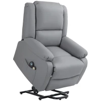 HOMCOM Sillón Levanta Personas Eléctrico con 8 Punto de Masaje Función de Calentamiento 2 Controles Remotos y Bolsillo Gris(m-1)