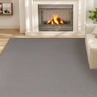 HOMCOM Teppich 200 x 140 cm Langflor-Teppich, maschinenwaschbar, rutschfest, Kunstfell, Hellgrau(m-5)