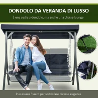 Outsunny Dondolo da Giardino 3 Posti con Cuscini, Seduta Chaise Longue e Tettuccio, 198x118x168 cm, Blu Scuro(m-5)