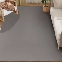 HOMCOM Teppich 200 x 140 cm Langflor-Teppich, maschinenwaschbar, rutschfest, Kunstfell, Hellgrau(m-7)