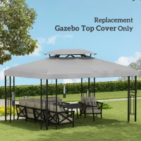 Outsunny 3x4m Gazebo Canopy Replacement Cover - 2 Tier Top Roof UV Cover for Garden Patio Outdoor Sun Awning Shelters (TOP COVER ONLY)(m-7)