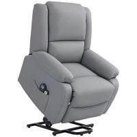 HOMCOM Sillón Levanta Personas Eléctrico con 8 Punto de Masaje Función de Calentamiento 2 Controles Remotos y Bolsillo Gris(m-10)