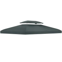 Outsunny Copertura per Gazebo 4x3 m a 2 Livelli in Poliestere con Cinghie e 10 Fori di Drenaggio, Grigio Antracite(m-1)