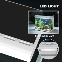 PawHut Aquarium, 17L Tropisch Vissenaquarium, Gemakkelijk te onderhouden, Heldere zichtbaarheid, met LED-verlichting, 35L x 21B x 31H cm, Wit+Zwart(m-6)