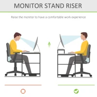 HOMCOM Bamboo Monitor Stand, Screen Riser for Laptop, Computer with Drawer and Storage Compartment, Natural(m-4)