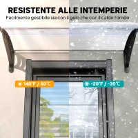 Outsunny Tettoia per Esterni Curva con Viti e Bulloni Inclusi, in Policarbonato, PP e Alluminio, 122x89x24 cm(m-6)