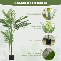 HOMCOM Pianta Finta Palma Areca Alta 150 cm per Interni con Vaso, Decorazione per Casa e Ufficio, Verde(m-4)