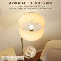 HOMCOM Moderne Stehlampe mit Regal Leinenschirm Kettenauslöser und USB-Anschluss Ø40x170 cm für Wohnzimmer Gold(m-4)