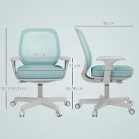 Vinsetto Ergonomischer Bürostuhl mit verstellbarer Höhe und atmungsaktivem Rückenlehne, 55x48x82.5-94.5 cm, Hellgrün(m-3)