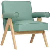 HOMCOM Poltrona Sala de Estar Poltrona Nórdica Poltrona Estofada em PU com Apoio para os Braços 73x70x80 cm Verde(m-1)