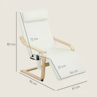HOMCOM Fotoliu pentru living cu încălzire și suport pentru picioare reglabil Crem Lemn(m-3)