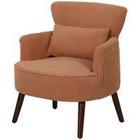 HOMCOM Fauteuil d'Accent Moderne, Fauteuil d'Appoint Rembourré avec Coussin Lombaire, Pieds en Bois de Caoutchouc, Orange(m-1)