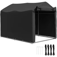 Outsunny Garaje para bicicletas, cobertizo impermeable con puerta enrollable, resistente a los rayos UV 220 x 157 x 165 cm Negro(m-6)