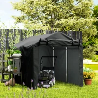 Outsunny Tente de garage, garage imperméable avec porte, résistant aux UV 220 x 157 x 165 cm noir(m-5)