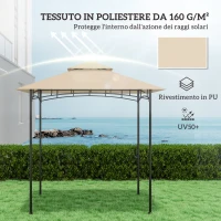 Outsunny Copertura per Gazebo da Giardino per Barbecue 1.52x2.44 m a 2 Livelli in Poliestere 160gsm Beige(m-6)