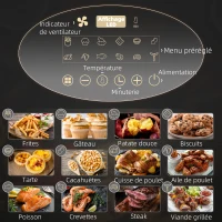 HOMCOM Friteuse sans huile 4 L, air fryer 1300 W 12 programmes, écran tactile, température réglable, panier antiadhésif, noir(m-4)