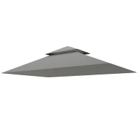 Outsunny Copertura per Gazebo da Giardino per Barbecue 1.52x2.44 m a 2 Livelli in Poliestere Grigio Chiaro(m-10)